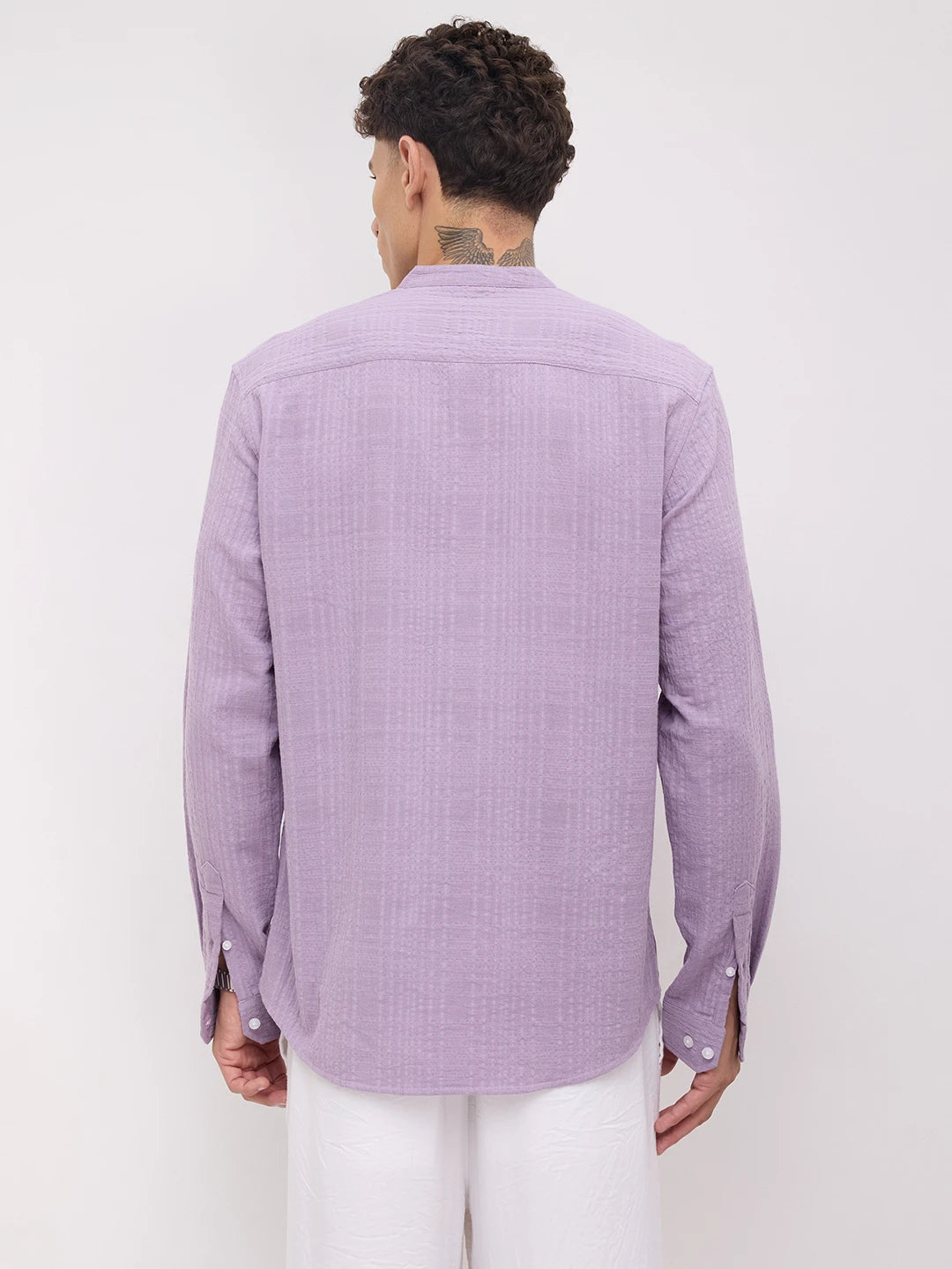 Soft Lavender Double Cloth Gauze Textured Kurta