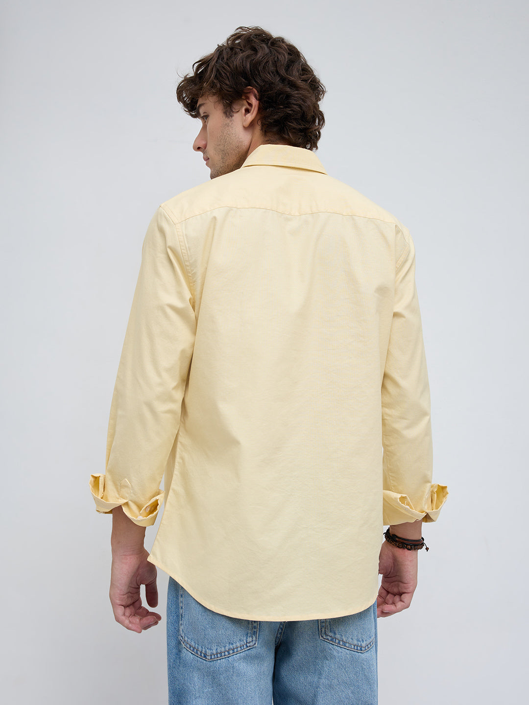 Butter Yellow Button-Down Collar Business Shirt