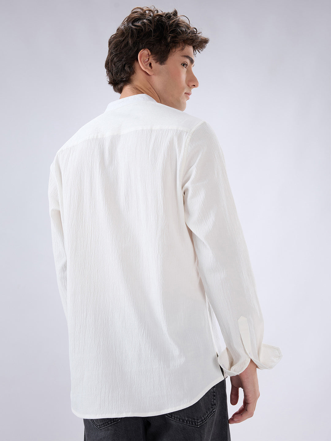 Classic Cloud White Textured Kurta