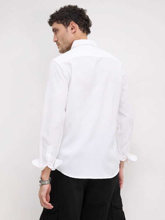 Classic White Slub Weave Shirt