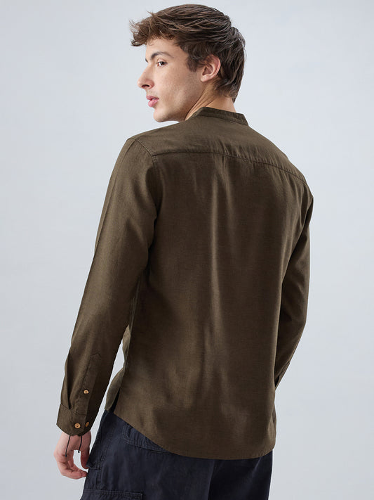 Premium Olive Green Linen Blend Kurta