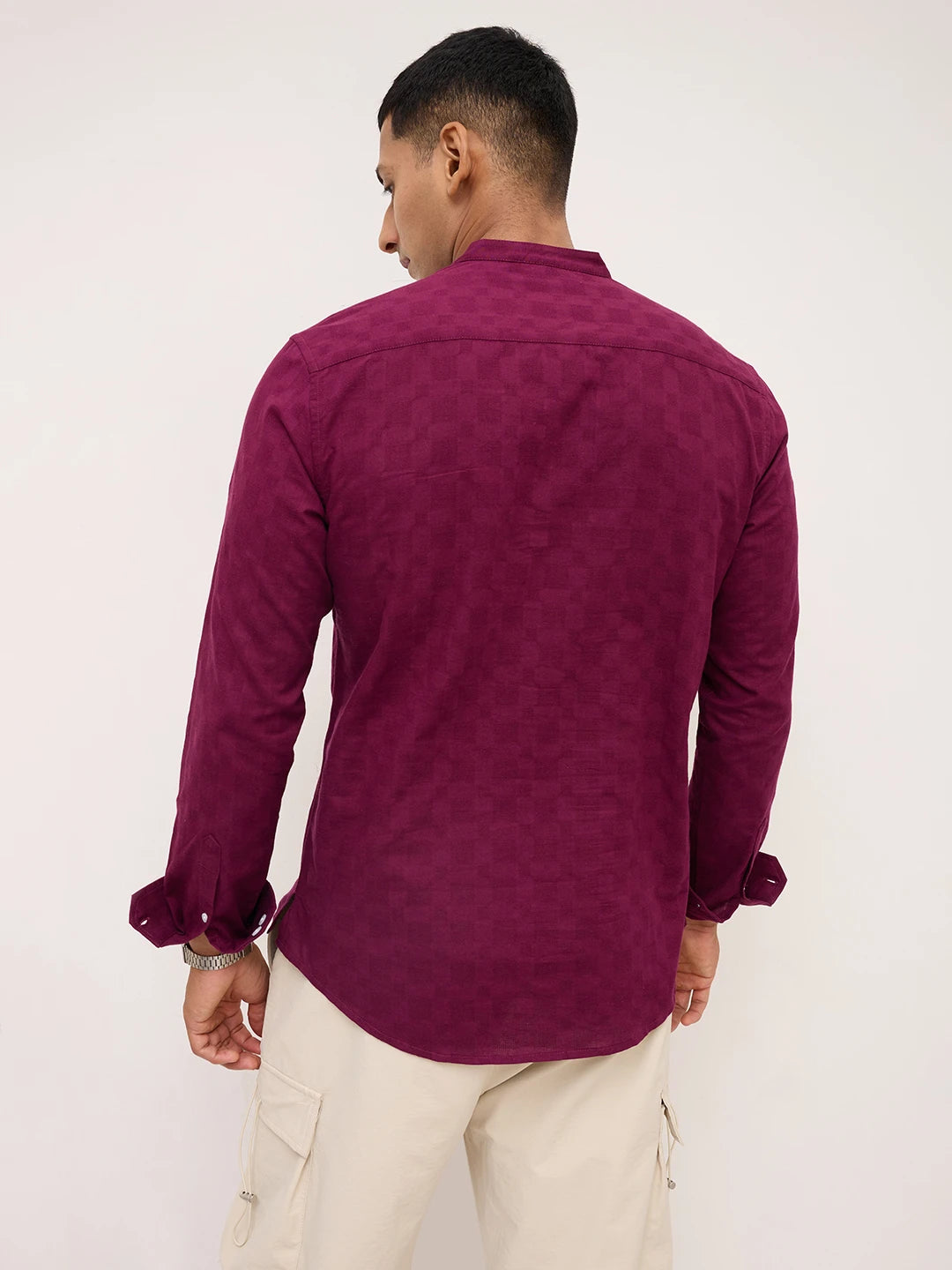 Maroon Sheer Box Weave Kurta