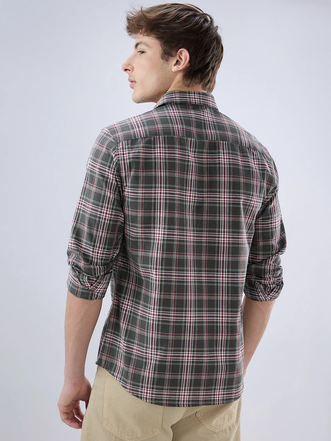 Green & Maroon Tartan Checkered Shirt