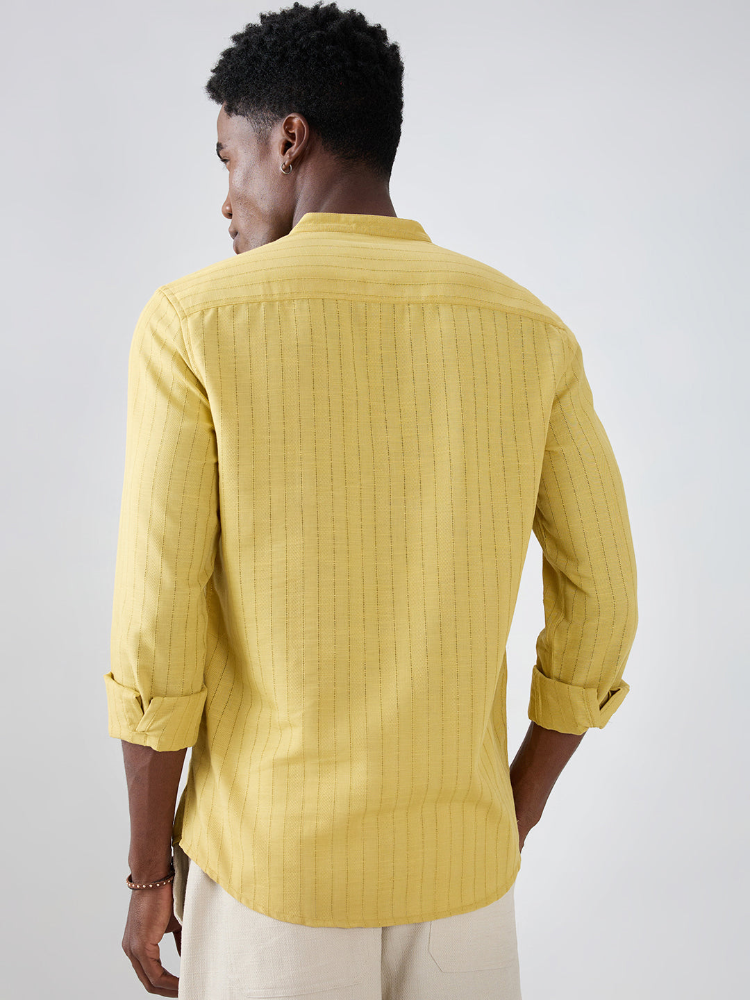 Golden Ladder Striped Subtle Textured Kurta
