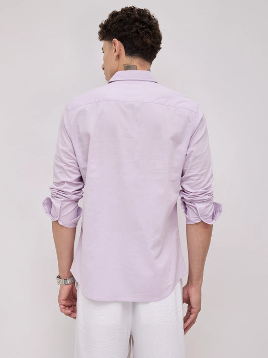 Lavender Blush Subtle Textured Linen Blend Shirt