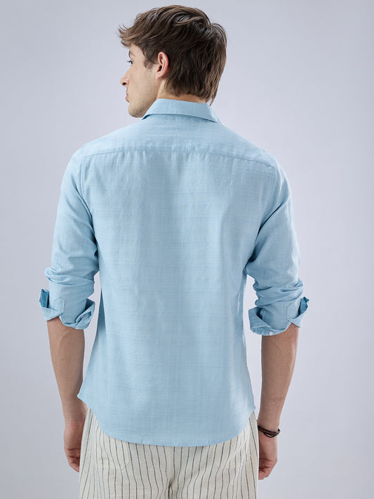 Hushed Blue Fine Weave Textured Shirt