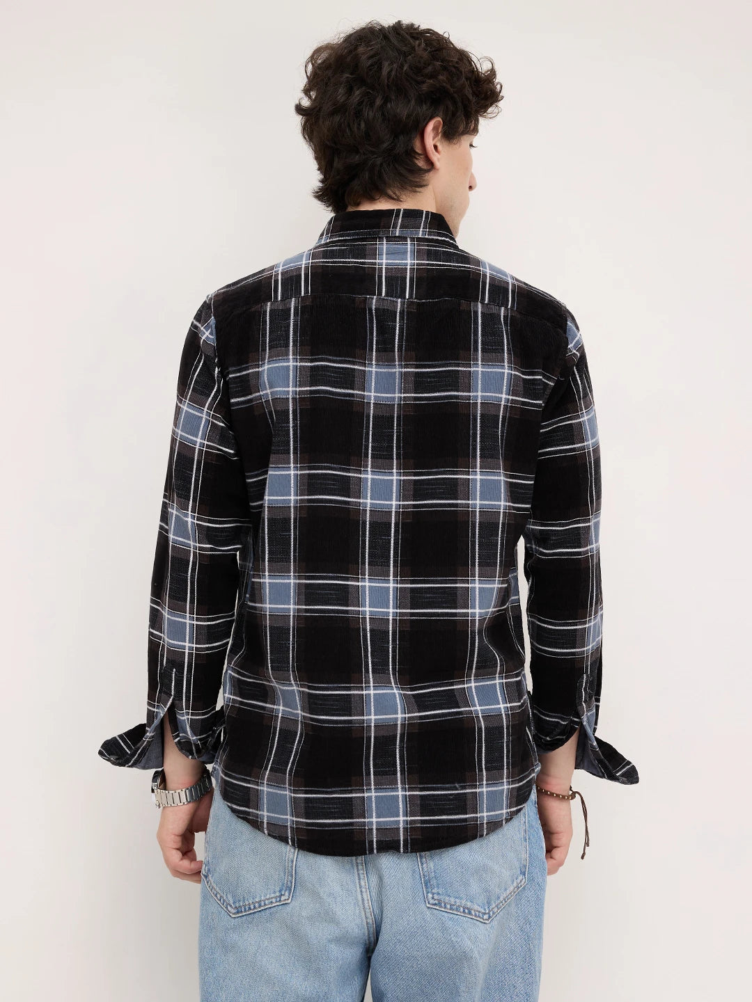Refined Black & Blue Plaid Checks Flannel Shirt