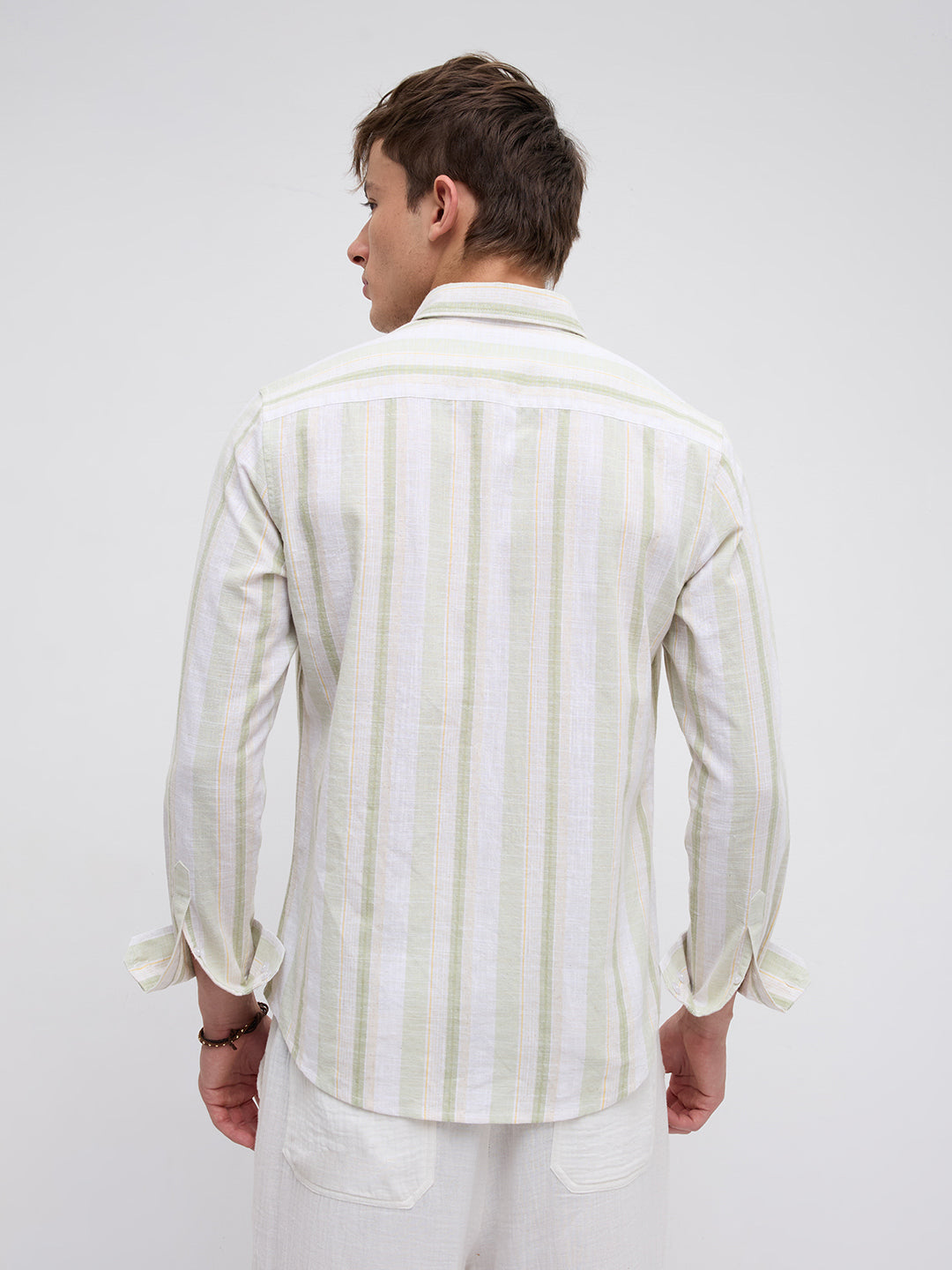 Greenline & White Vertical Stripe Shirt