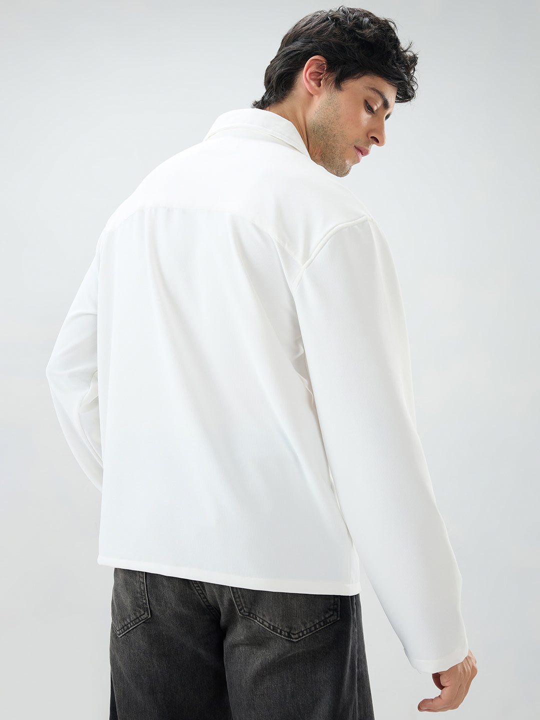 Snow White Oversized Polo Tencel Knit Shirt