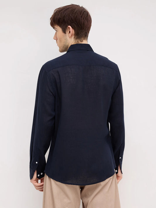 Luxe Navy Lyocell Fine Textured Shirt