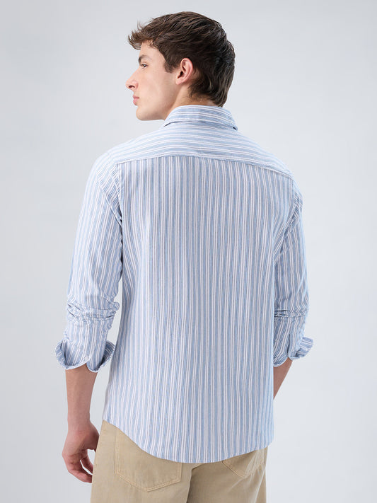 Classic Blue Mist Striped Knitted Shirt