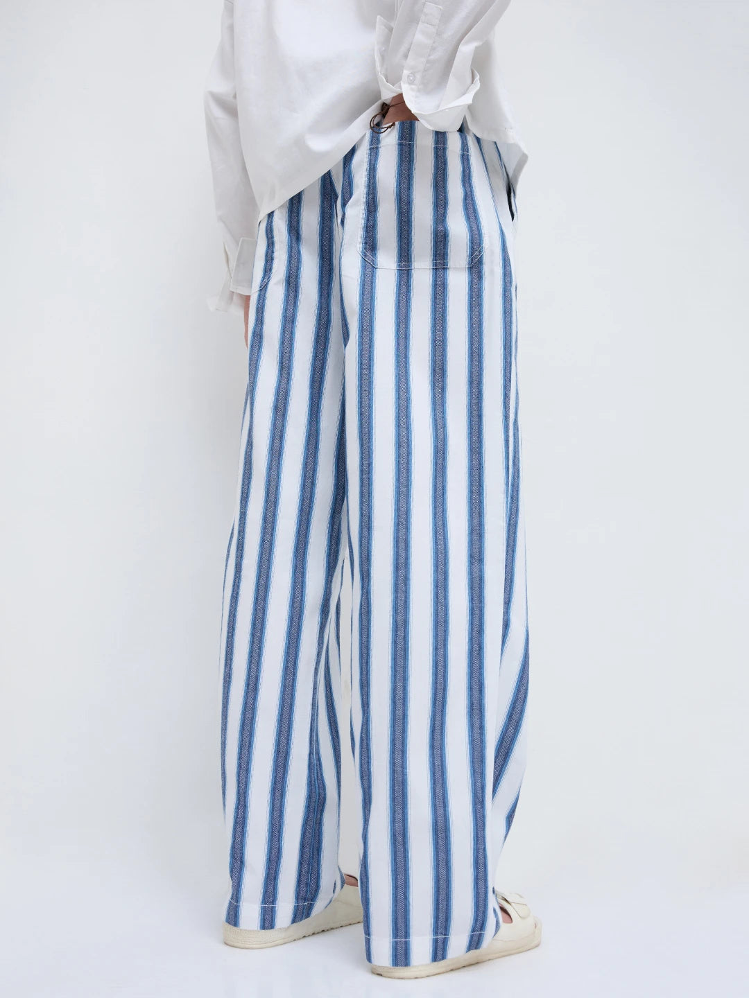 Luxe Denim Striped Straight Fit Trousers