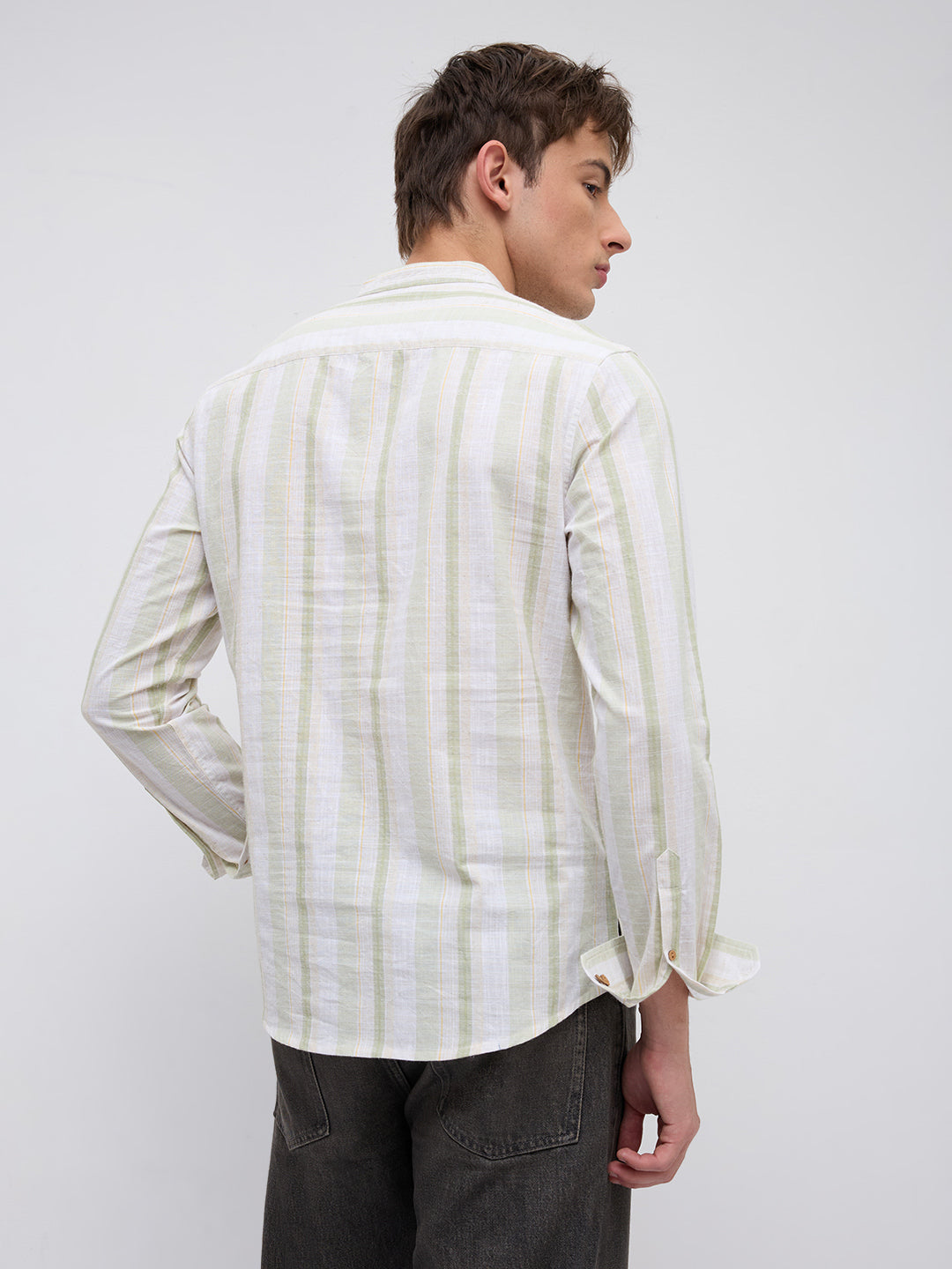 Greenline & White Vertical Stripe Kurta
