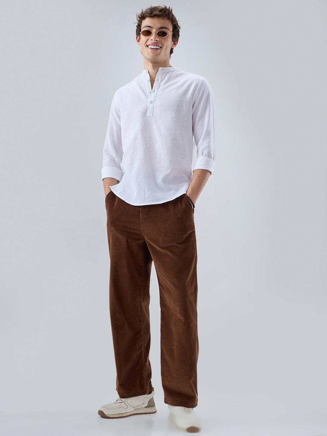 Pearl White Linen Blend Kurta