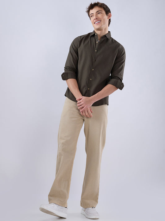 Deep Olive Refined Textured Shirt