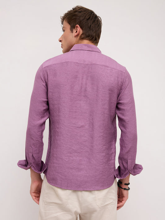 Heather Mauve Crinkled Shirt