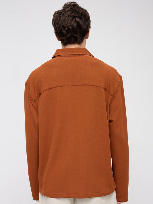 Aesthetic Orange Oversized Knitted Polo Shirt