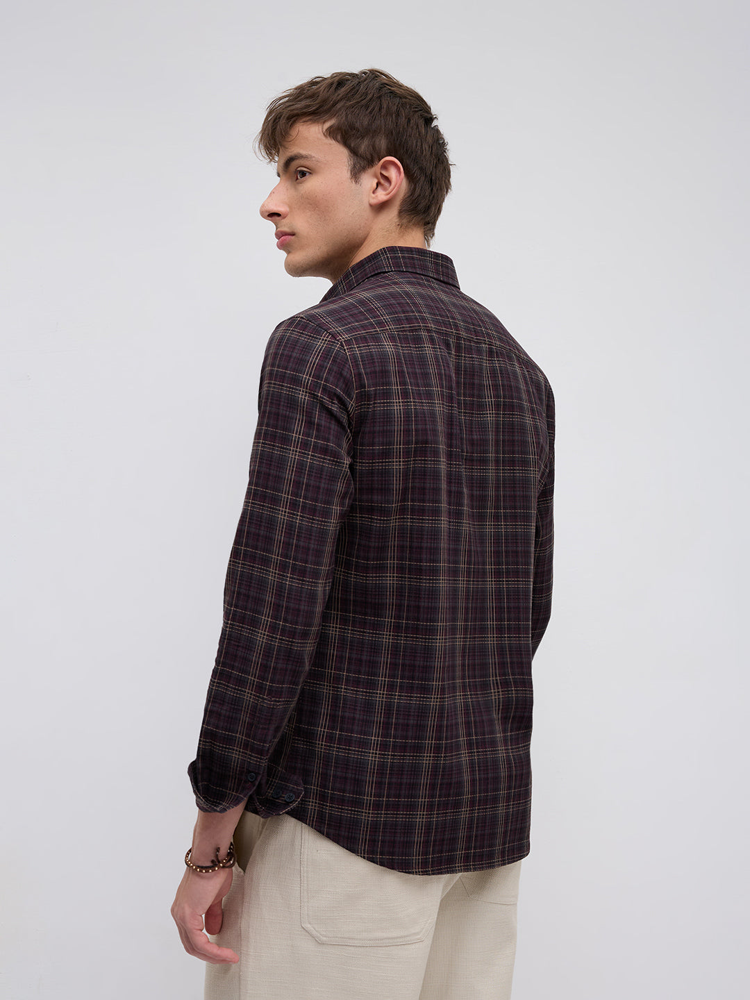 Elegant Deep Maroon Multi Checks Shirt