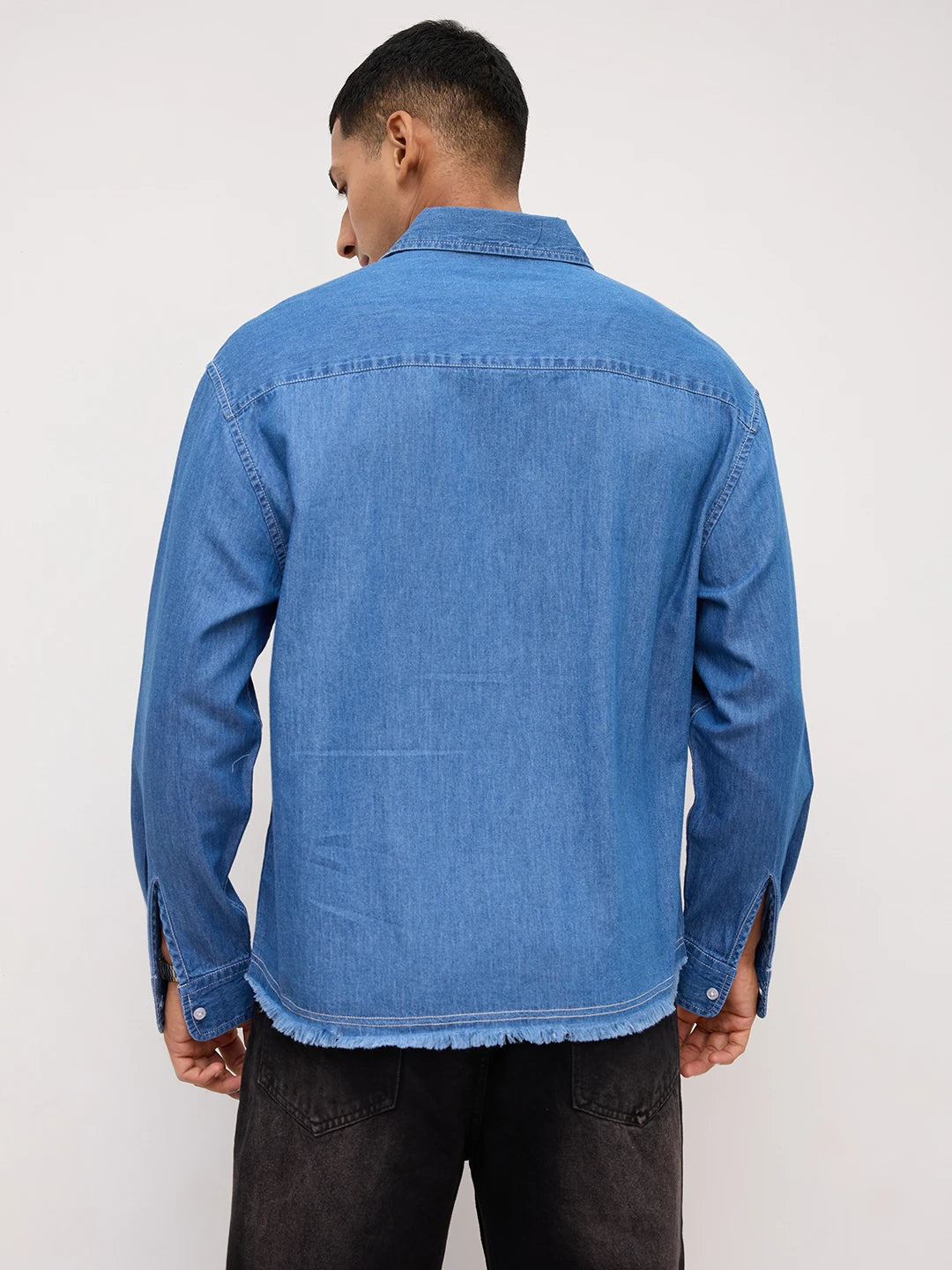 Vintage Ocean Denim Boxy Fit Crop Shirt
