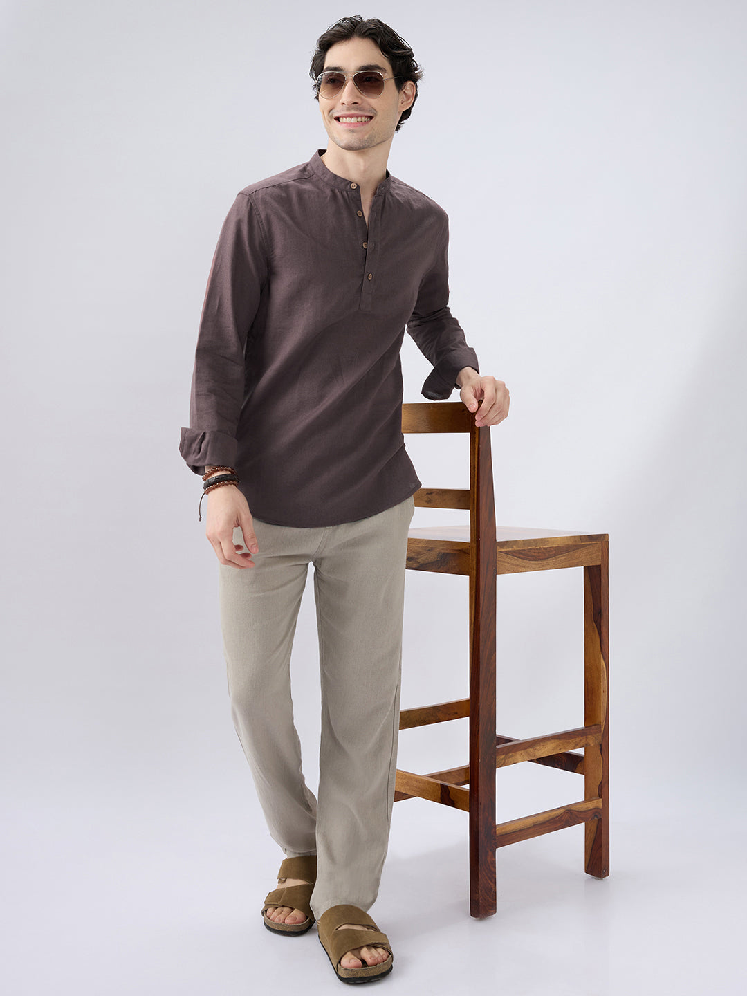 Deep Brown Everyday Linen Kurta