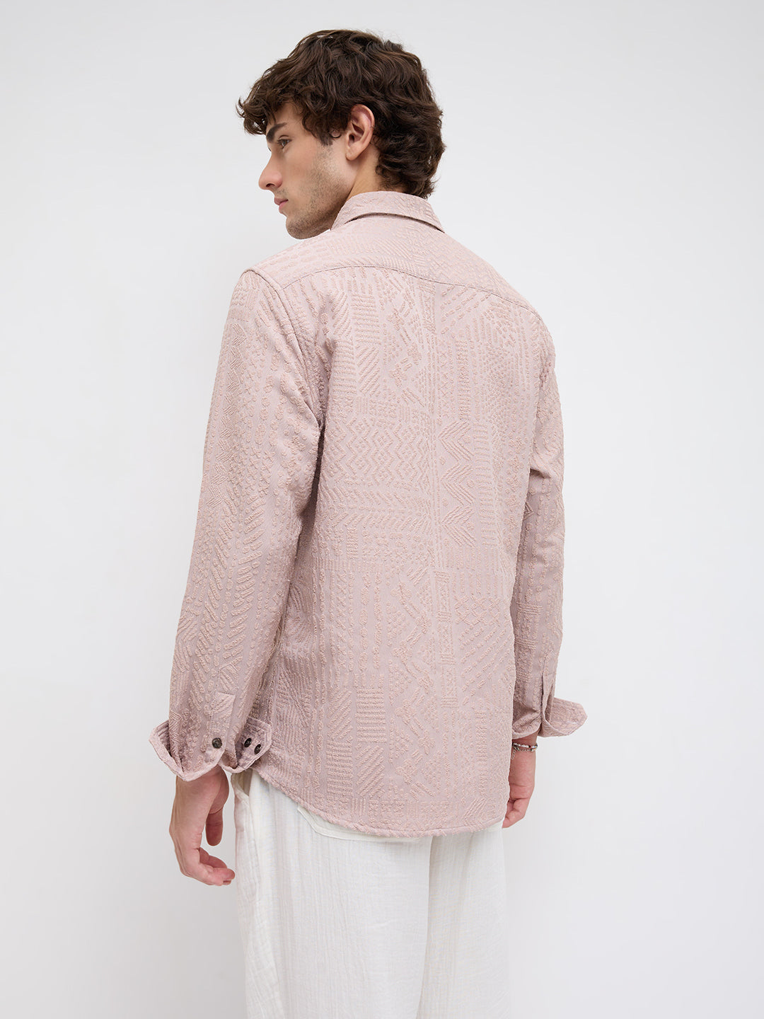 Rouge Pink Embossed Textured Shirt
