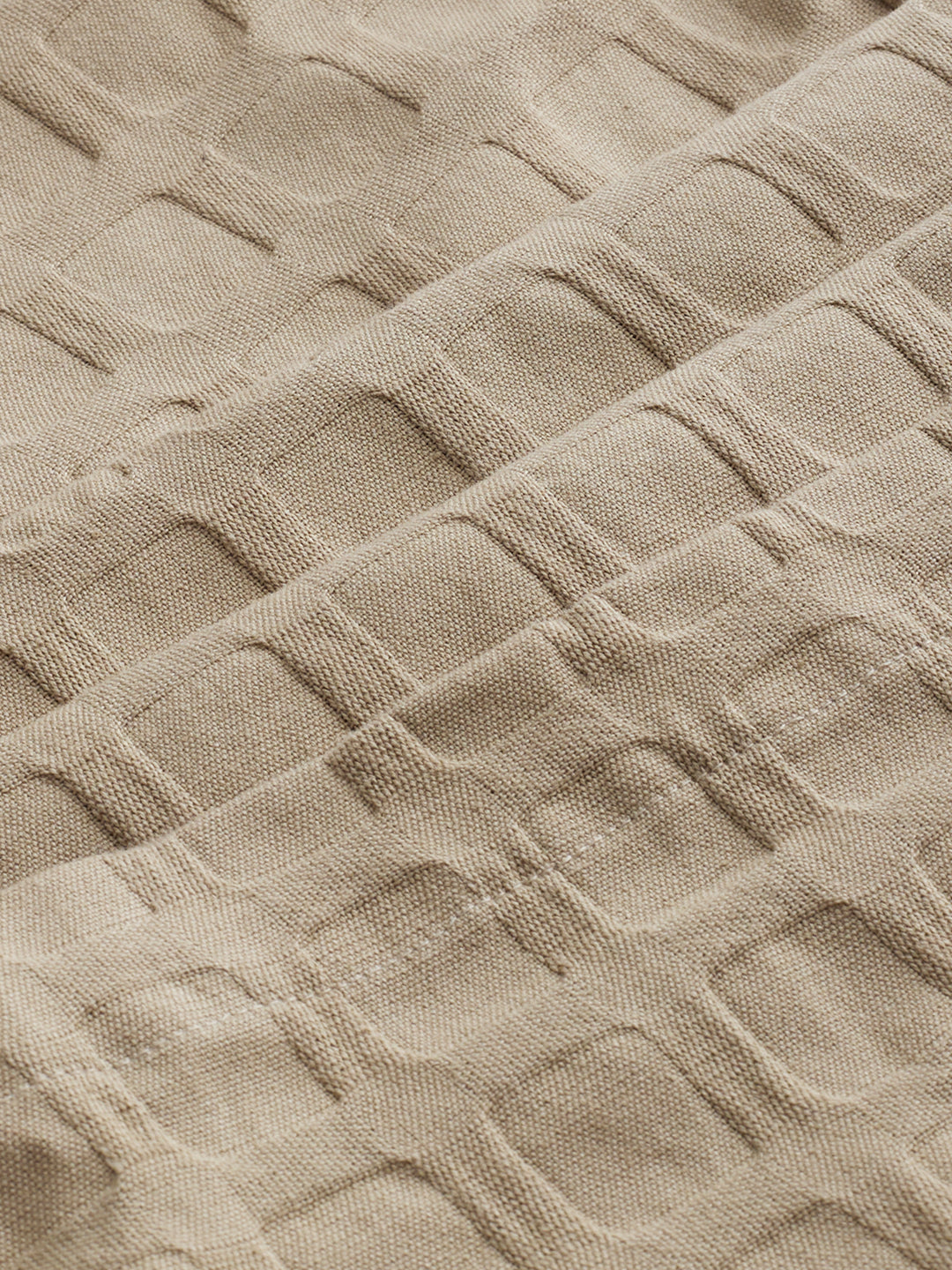 Light Khaki Square Emboss Straight-Fit Trousers