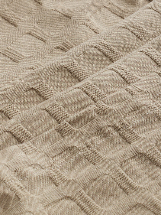 Light Khaki Square Emboss Straight-Fit Trousers