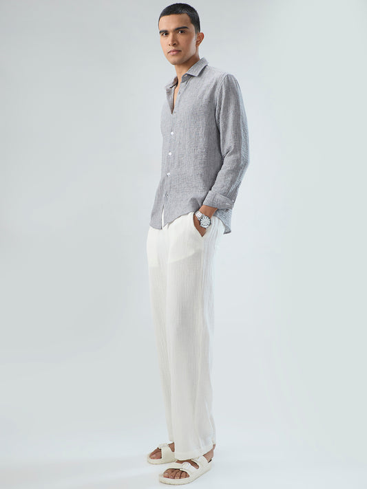 Graphite Grey Textured Crinkled Shirt