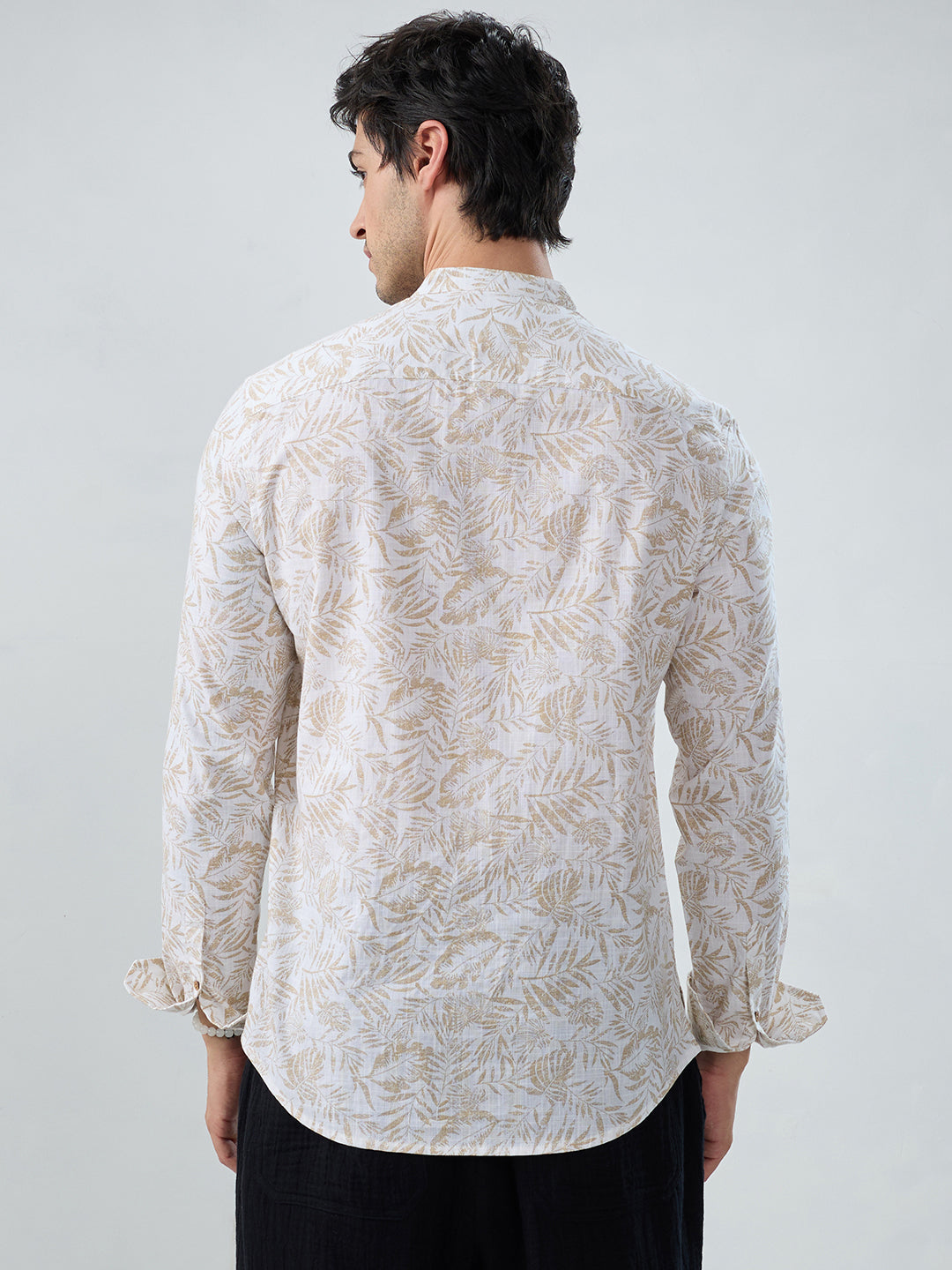 Classic Beige Leaf Printed Kurta