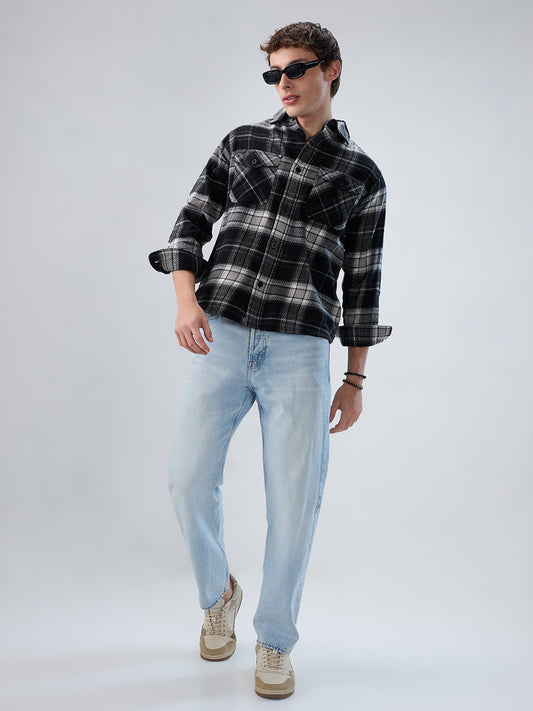 Premium Emerald Black Checks Twin Pocket Flannel Shirt