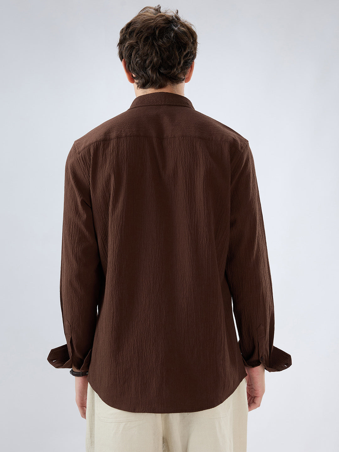 Roasted Coffee Brown Textured Shirt