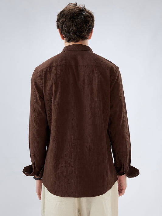 Roasted Coffee Brown Textured Shirt