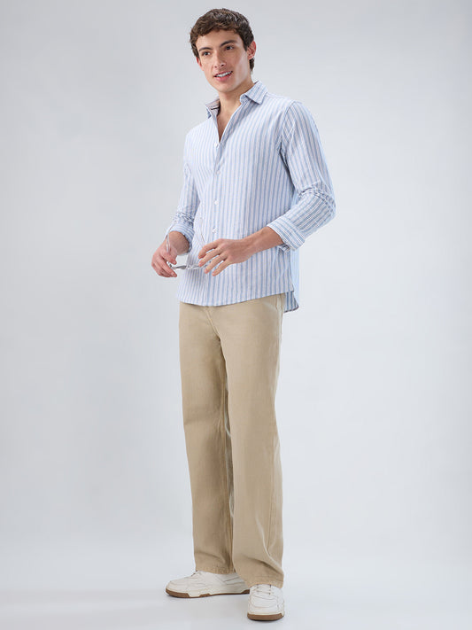 Classic Blue Mist Striped Knitted Shirt