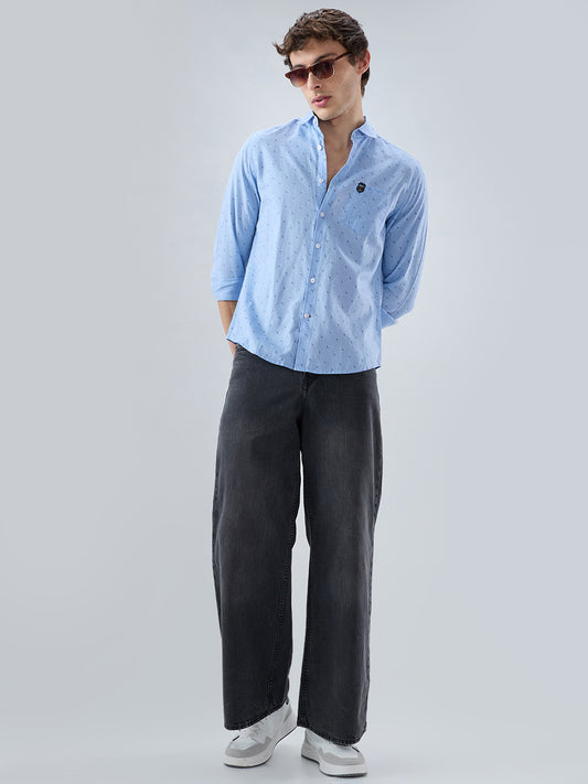 Elegant Blue Printed Everyday Shirt
