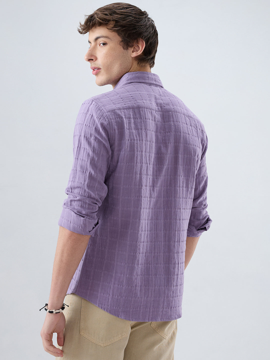 Dusky Lavender Box Weave Double Cloth Seersucker Shirt