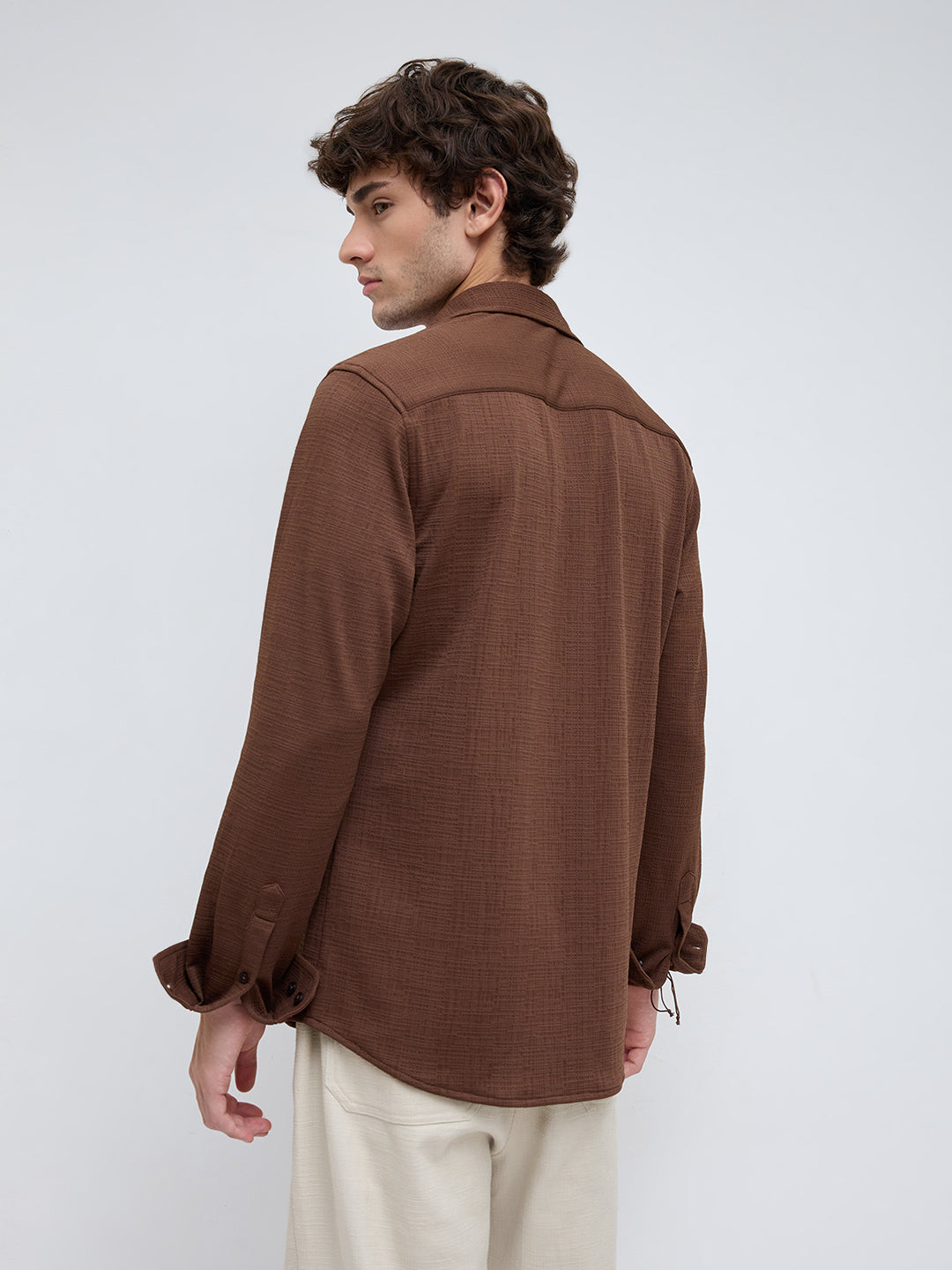 Rich Cocoa Textured Relaxed Shirt