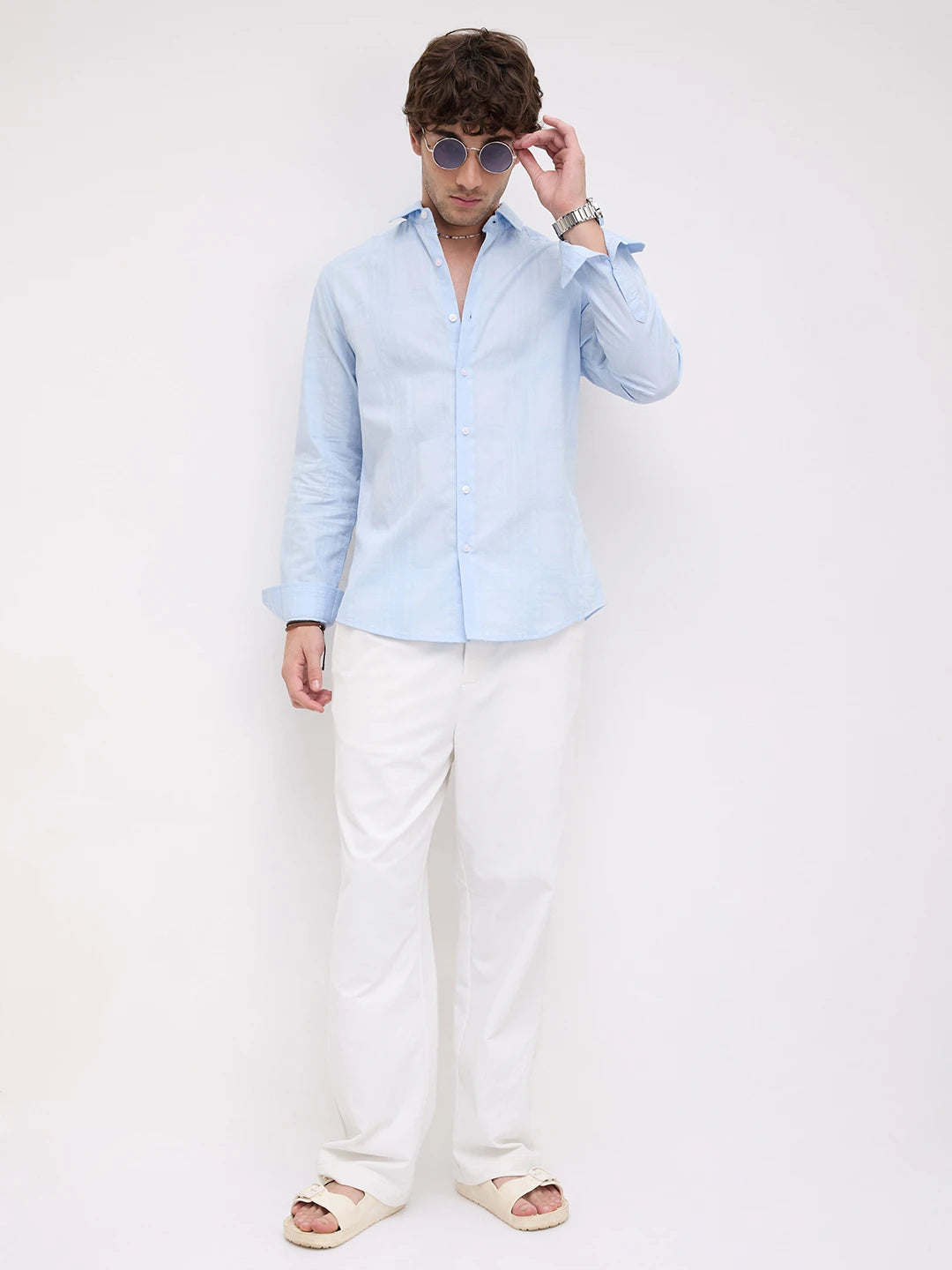 Ice Mist Micro Grid Weave Shirt