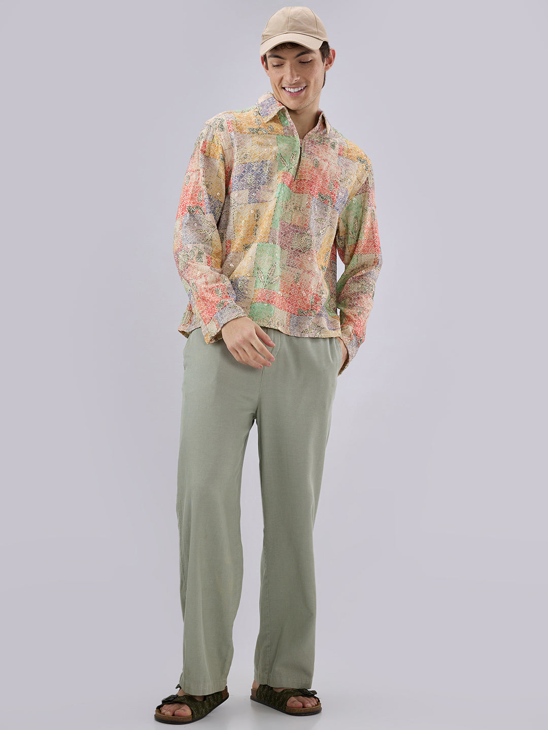 Rang Edit Sequin Embroidered Cuffless Oversized Shirt