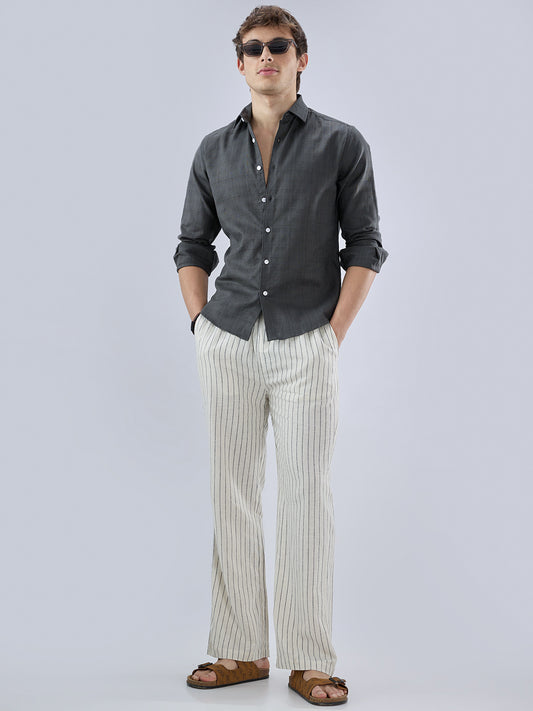 Charcoal Grey Micro Frid Textured Shirt