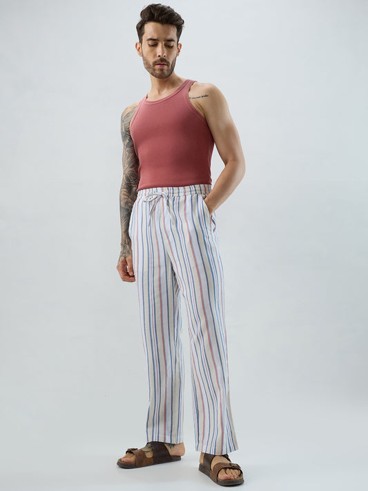 Coastal Breeze MultiStripe Straight-Fit Trousers
