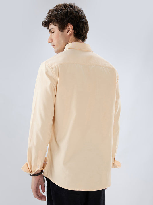 Solid Peach Smooth Finish Oxford Shirt