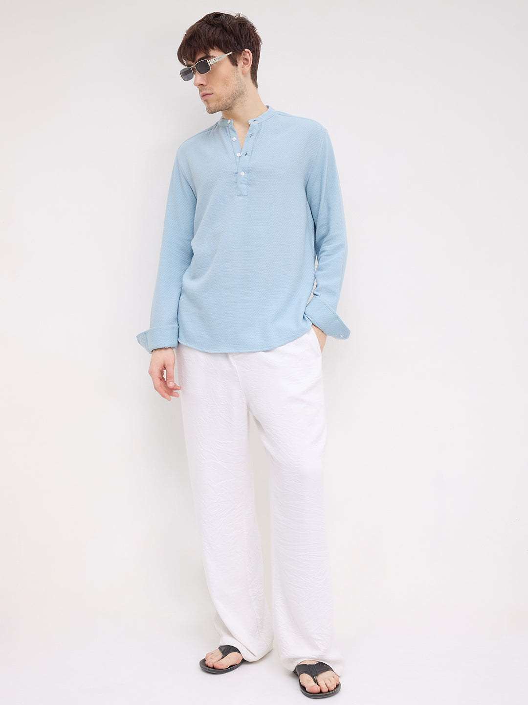 Morning Blues Artisan Weave Kurta