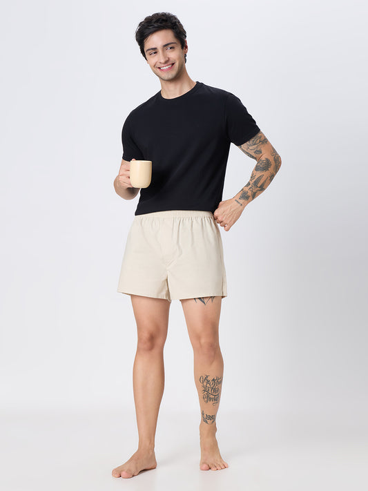 Solid Olive & Beige Slub Textured Boxers