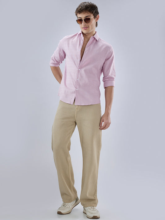 Blush Pink Fine Weave Textured Shirt