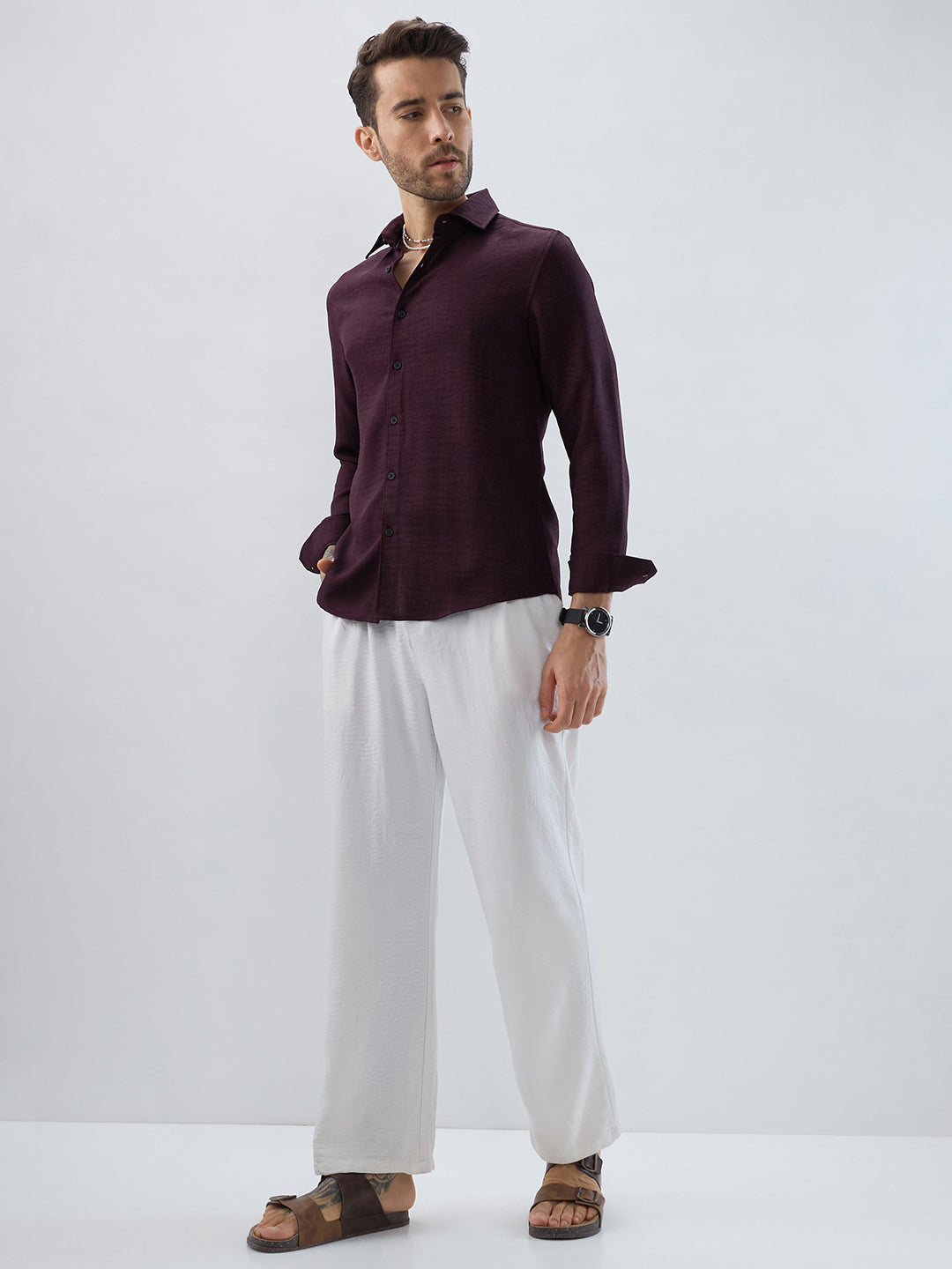 Rustic Charm Burnt Maroon Shirt