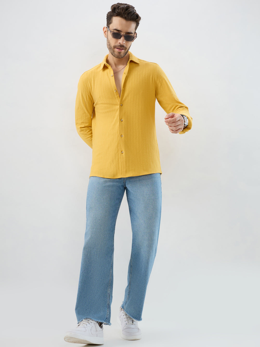 Sunflower Yellow Herringbone Knit Shirt