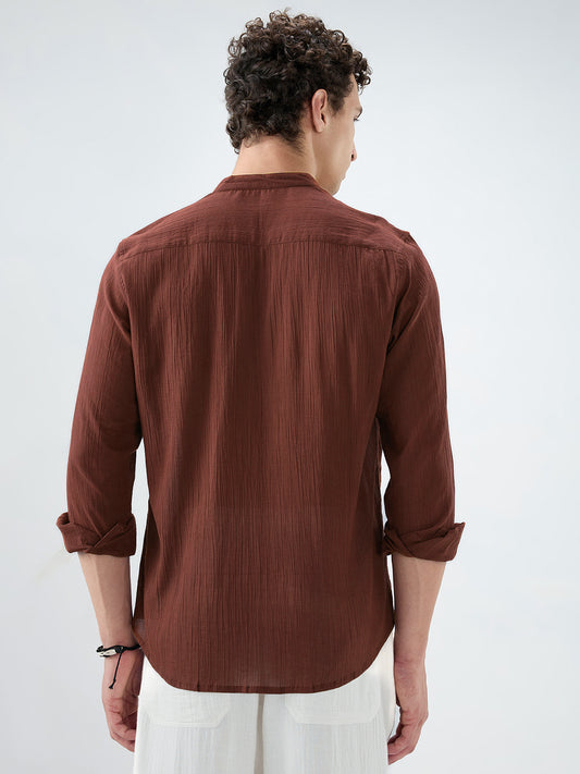 Sheer Brown Linear Crepe Kurta