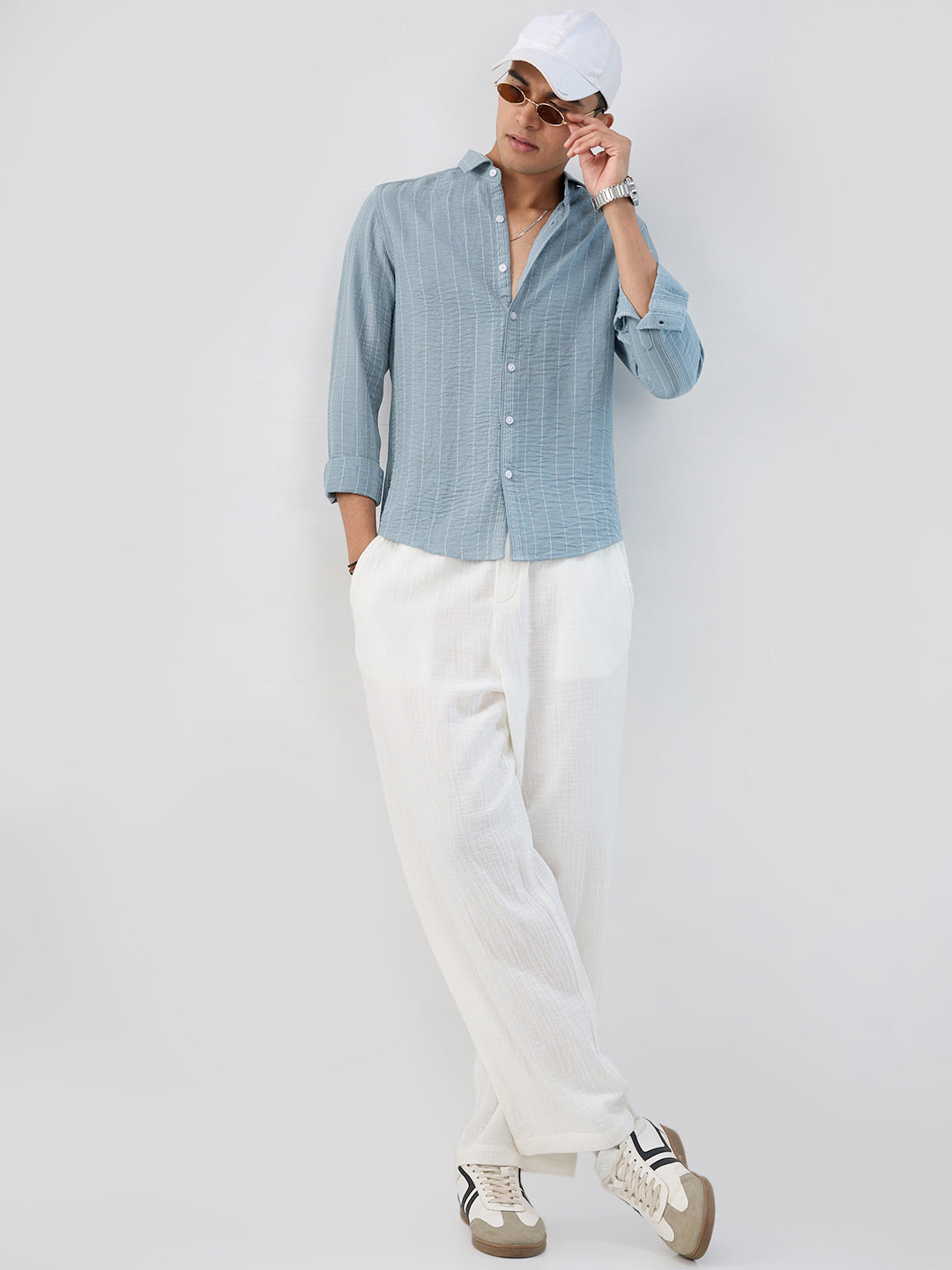 Schmick Dusty Teal Pinstripe Shirt