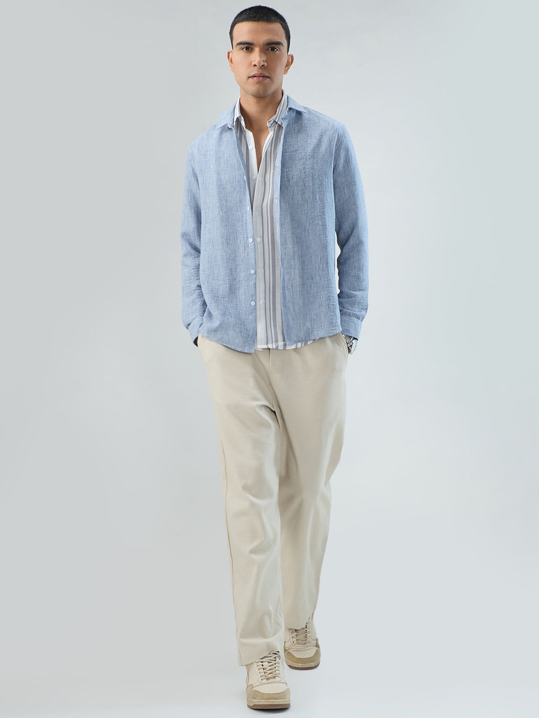 Elegant Solid Blue Shirt