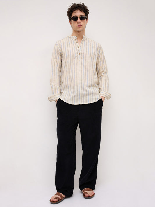Classic Artic Blue & Ivory Striped Kurta